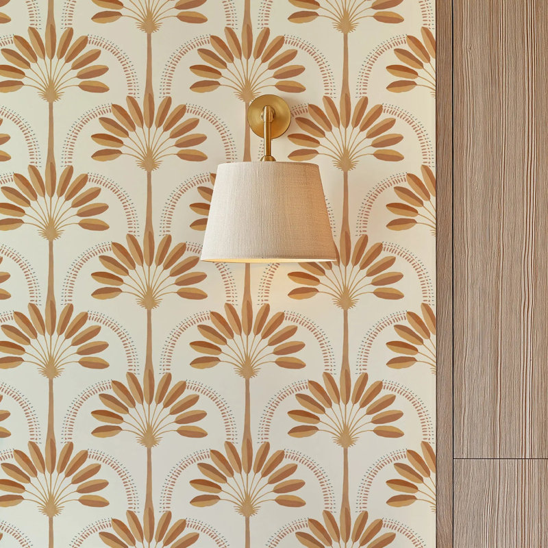 Palm Arches - Papier peint, Terracotta, Toile de ramie synthétique, Non-collé
