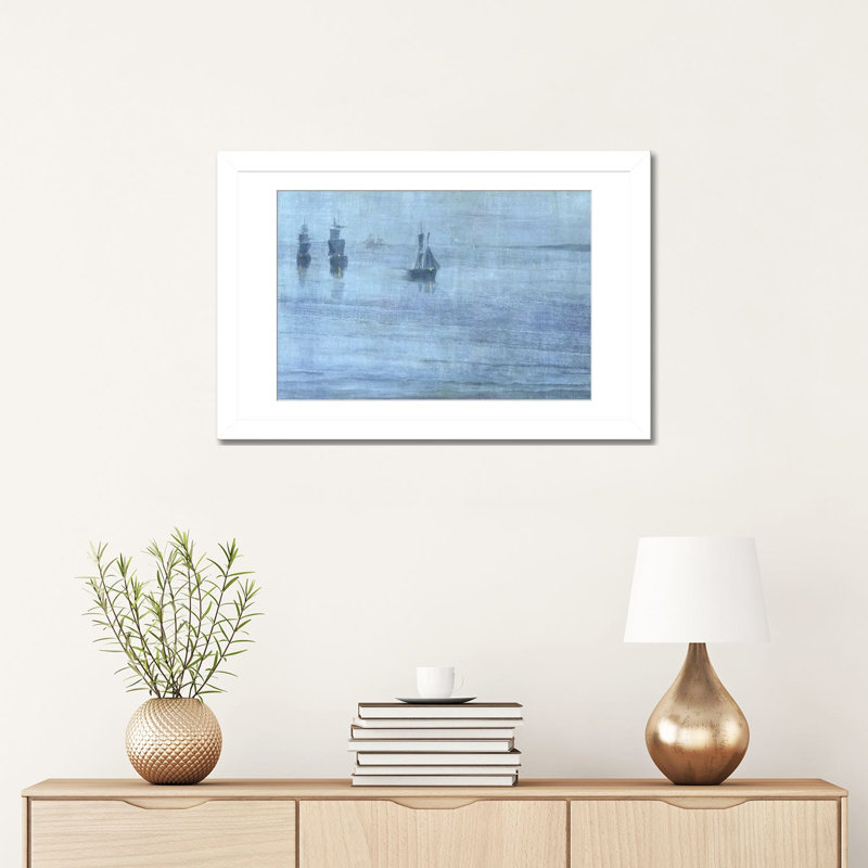 Nocturne le solent - reproduction d'art murale - papier d'art encadré, 16 po x 24 po, Papier encadré, Blanc