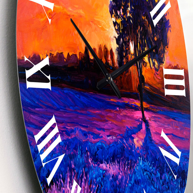 Lavande Fields in Summer Evening Glow - Horloge murale maison de campagne, Petit