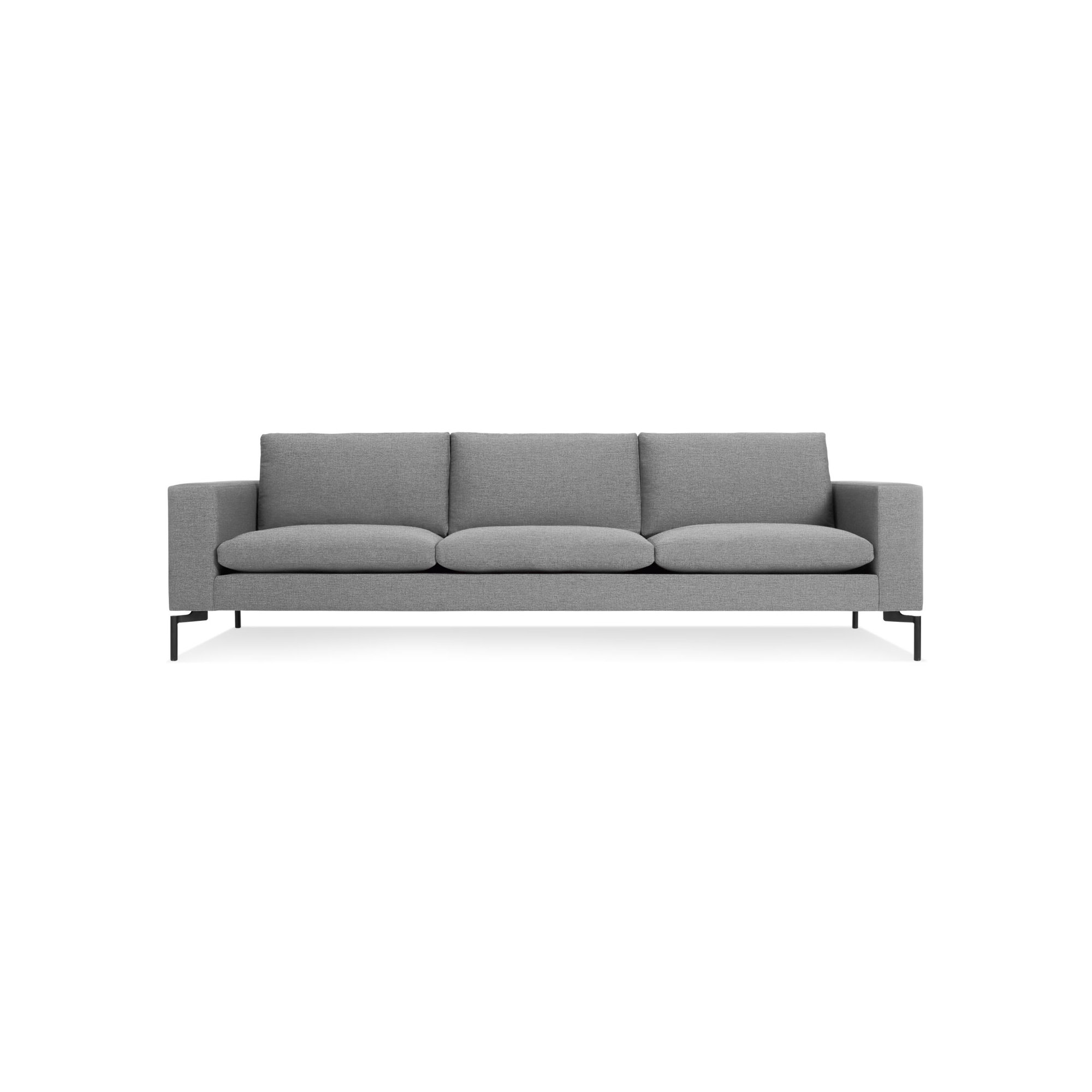 New Standard Upholstered Sofa, Black, 32" H x 104" W x 35" D, Spitzer Gray 100% Polyester