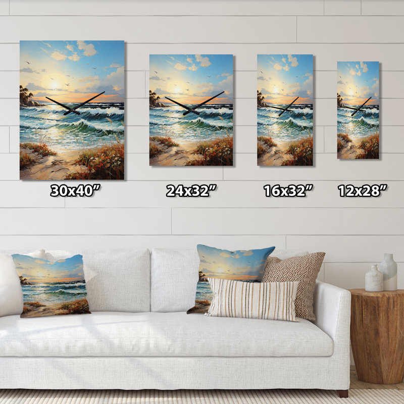 Beach Sand Euphoria III - Très grandes horloges murales nautiques et de plage, H 40 po x l 30 po x P 1 po