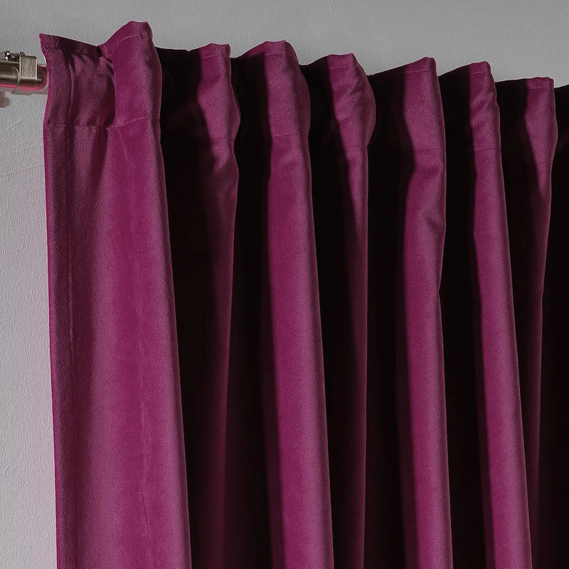 Extra Long & Extra Wide Matte Velvet Curtain Panel, 140cm Width x 175cm Drop, 51 FUSHIA