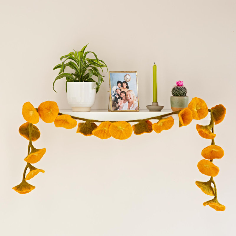 Felt Flower Garland, Mustard
