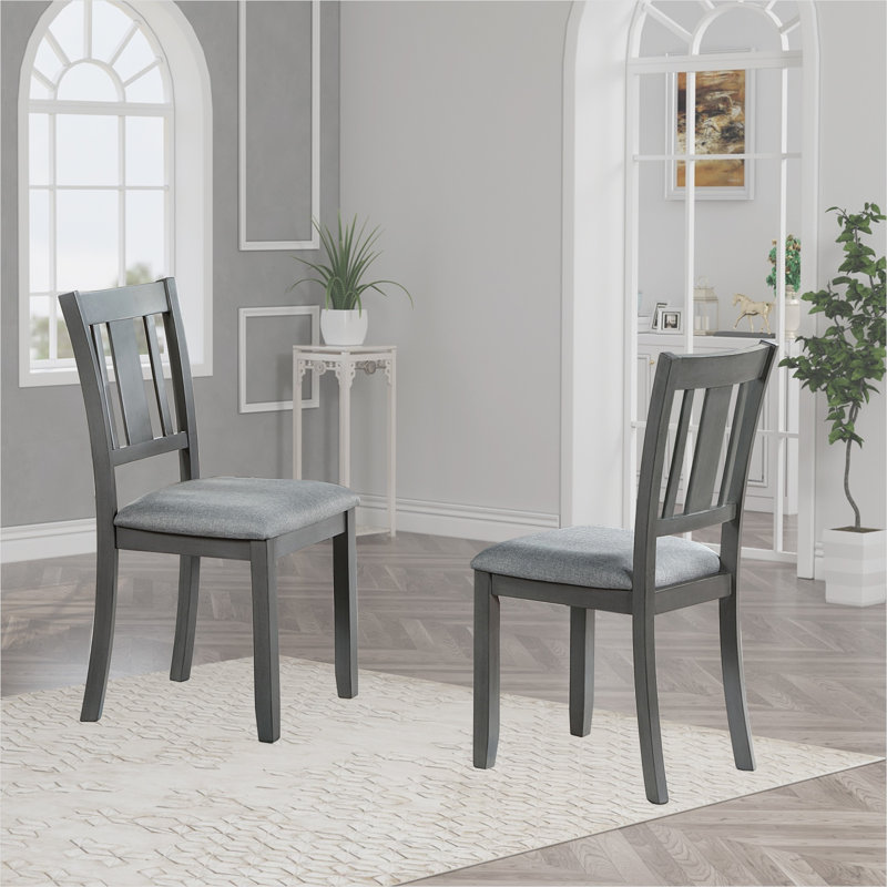 Ensemble de 4 chaises d'appoint rembourrées en lin gris froid avec siège rembourré, structure en bois d'hévéa de 36 po de hauteur pour la cuisine ou le salon