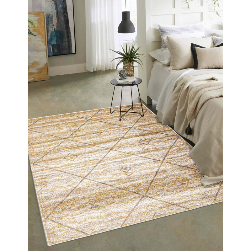 Tapis brun à motif géométrique Winslow, Rectangle 5 pi 3 po x 7 pi 3 po