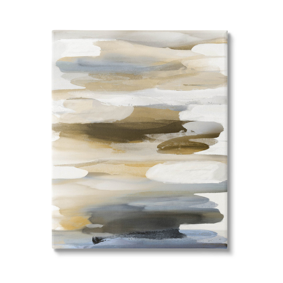 " Brown Blue Abstract Shapes " by Jackie Hanson Painting Print Stupell Industries 