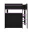 Lit superposé en bois avec bureau réglable en hauteur et garde-robe intégré, cadre de lit mezzanine avec DEL et tablettes de rangement