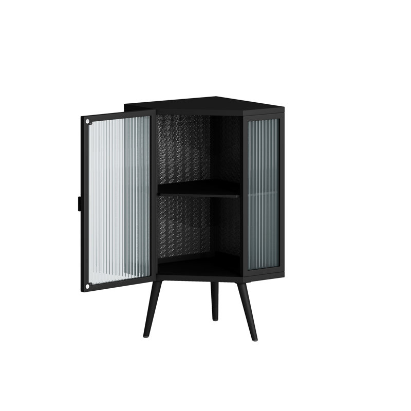 Versatile Corner Cabinet With Tempered Glass Door And Ample Storage For Various Rooms