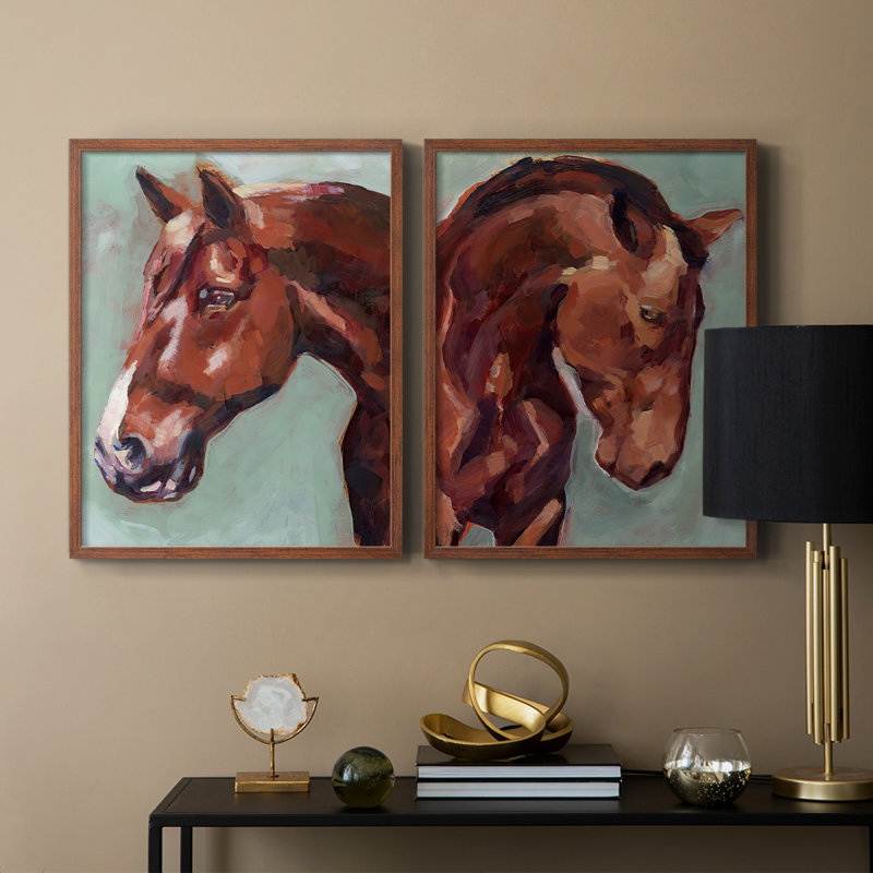 «Paint by Number Horse I», reproduction encadrée de qualité supérieure - prête à être accrochée - aucun clou requis - aucun clou requis