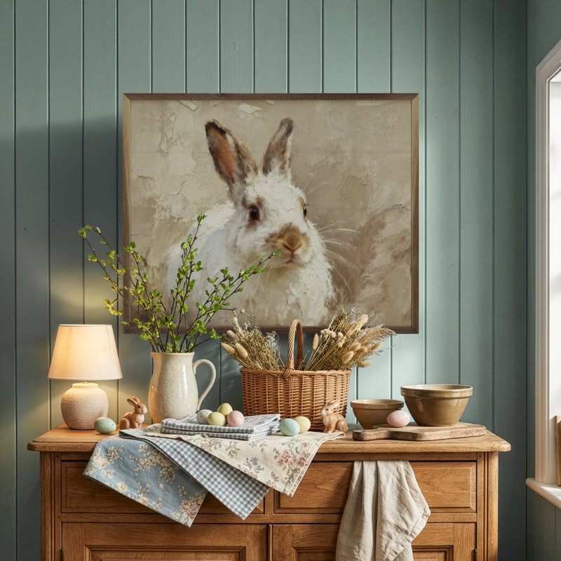 Lapin blanc, H 24 po x l 30 po