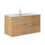 Kora 40" Bamboo Faux Finish Wall-Mounted Single Bathroom Vanity with Integrated Ceramic Top & Handles-580688845