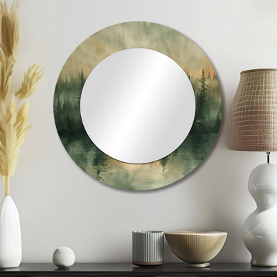 Miroir mural rond vert, vert et jaune