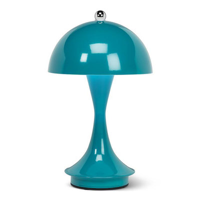  Lampe à abat-jour à dôme Trilite, lampe de table moderne rechargeable alimentée par USB, conception champignon pour chambre à coucher, salon ou coin lecture, 10 po, turquoise brillant