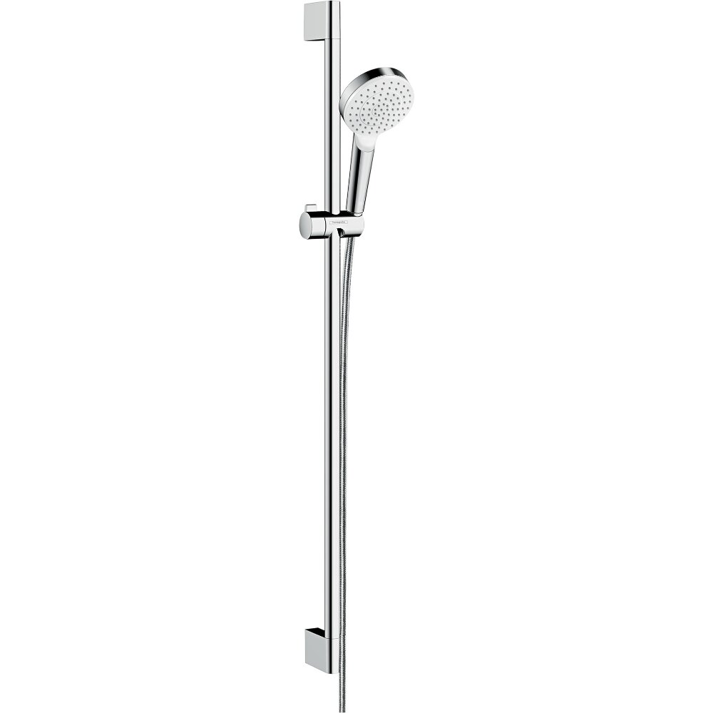 Hansgrohe Crometta Duschset 1 Strahlart Wassersparend 9 L/Min Mit Duschstange 90 Cm Weiß/Chrom