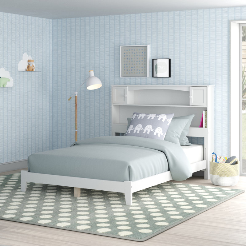 Brevyn Solid Wood Foundation Bed with Bookcase, Espresso