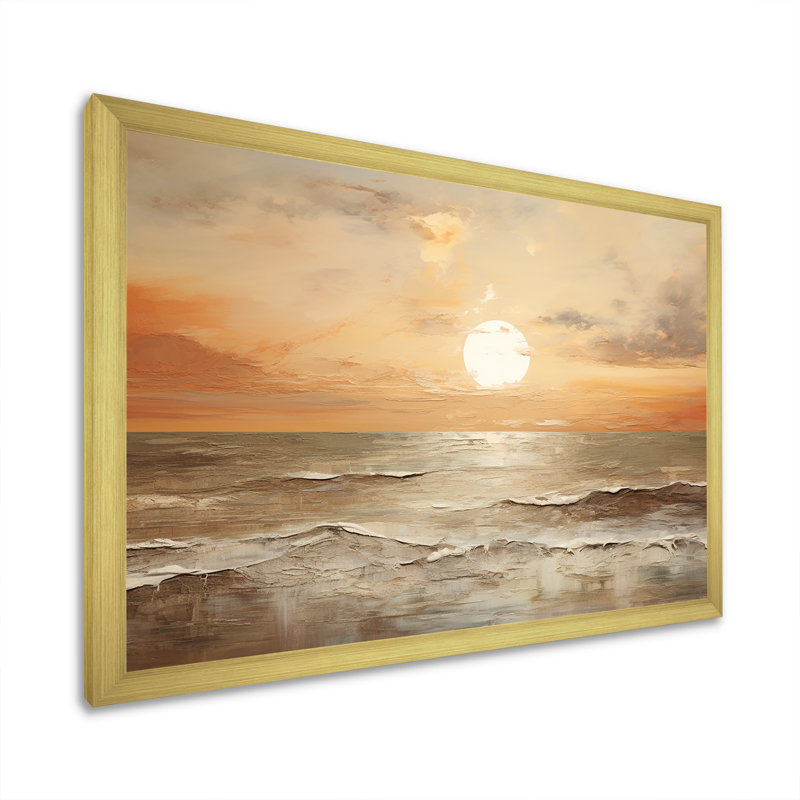 Pless - salon d'art mural plage et océan, H 16 po x l 32 po x P 1 po, Cadre doré simple