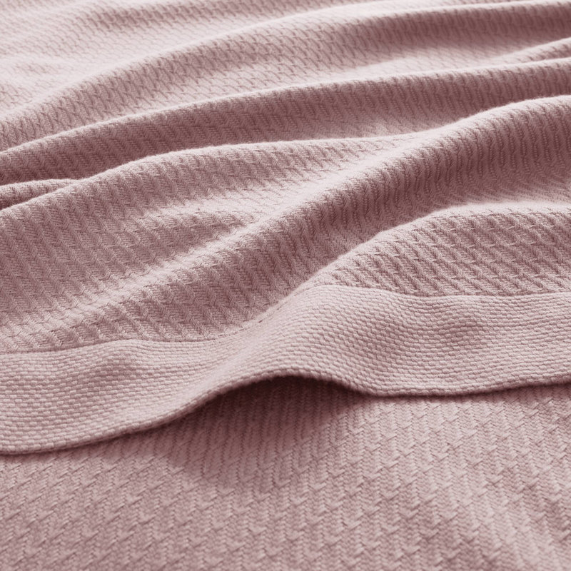 Couverture 100% coton égyptien certifié, Lit simple, Rose