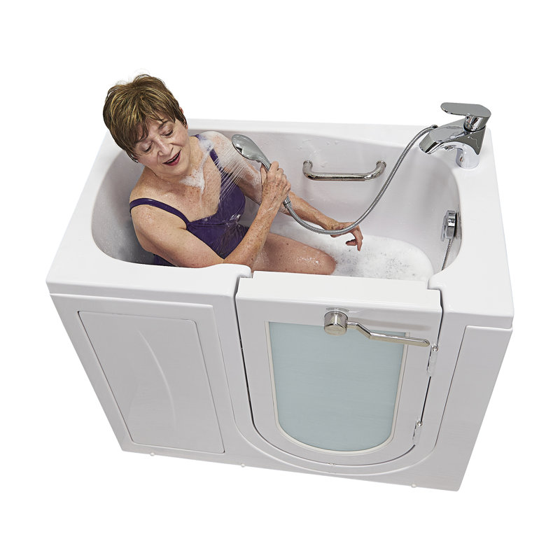 Ella Mobile 26"x45" Acrylic Soaking Walk-In-Bathtub, Right Outward Swing Door, 2 Piece Fast Fill Faucet, 2" Drain, Right
