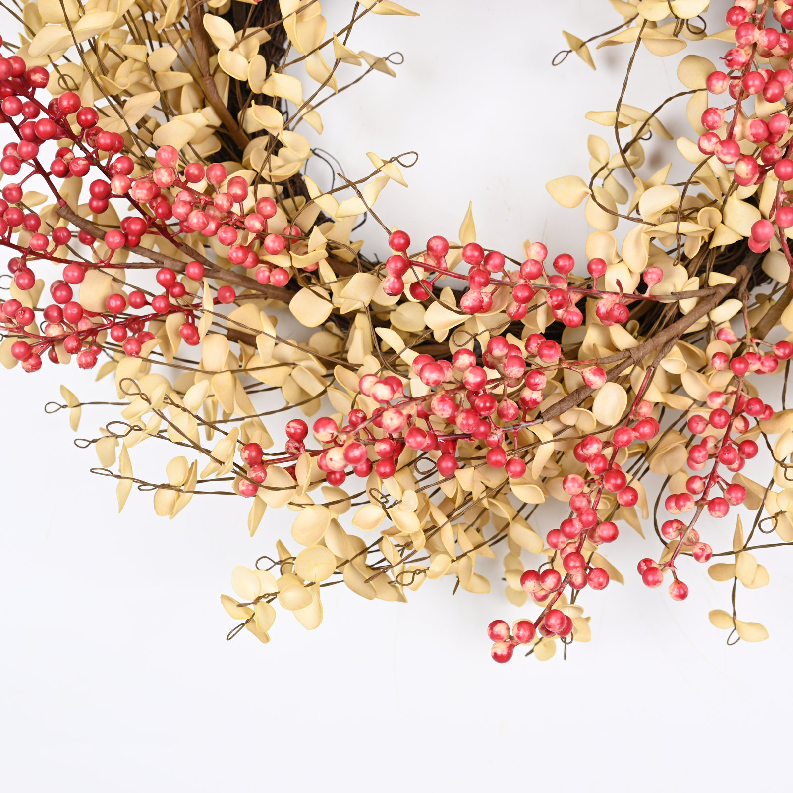 Artificial Farmhouse Fall Harvest Twig Blossoms Cluster Greenery Mini Eucalyptus Berry Thanksgiving Day Decor Front Door Wreath
