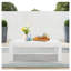 Table basse d'extérieur 43 po en aluminium et rectangulaire WPC toutes saisons, mobilier de patio blanc moderne pour terrasse, jardin et bord de piscine