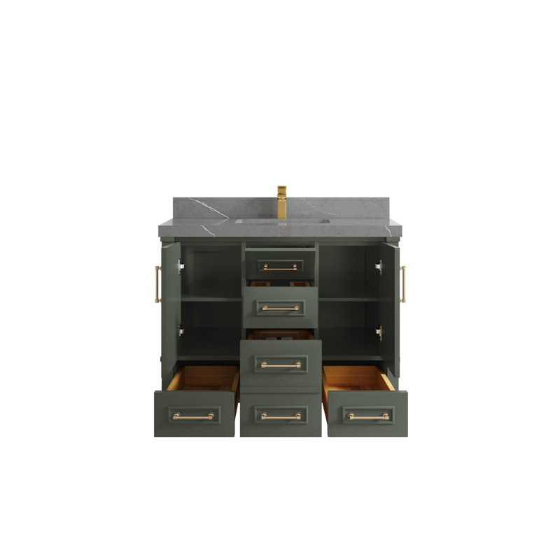 Aberdeen 42'' Single Bathroom Vanity with Top, Piatra Gray