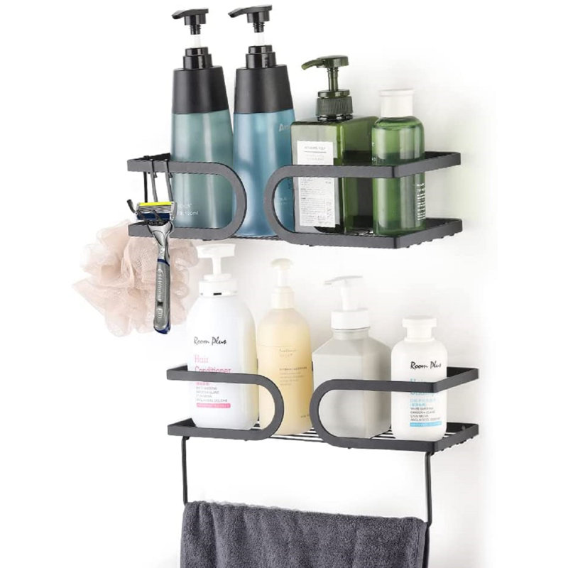 Ensemble de 2 bacs de douche en acier inoxydable à fixation adhésive SanderSon