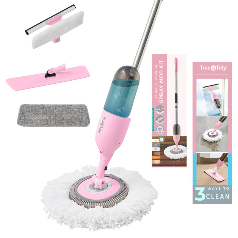 Vadrouille avec 3 têtes interchangeables True & Tidy 360, rose
