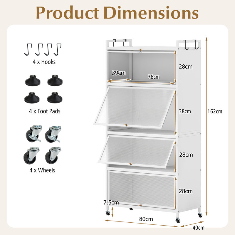 162cm Kitchen Pantry, White