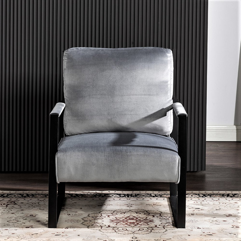 Chaise d'appoint classique Mid Century Modern, Gris, Gris