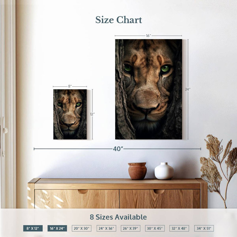 Brampt se cachant la lionne, H 12 po x l 8 po