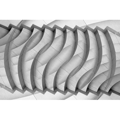 Reworked Black And White Architectural Photo Resembling Stair-Step Decorative Panel - Wrapped Canvas Print