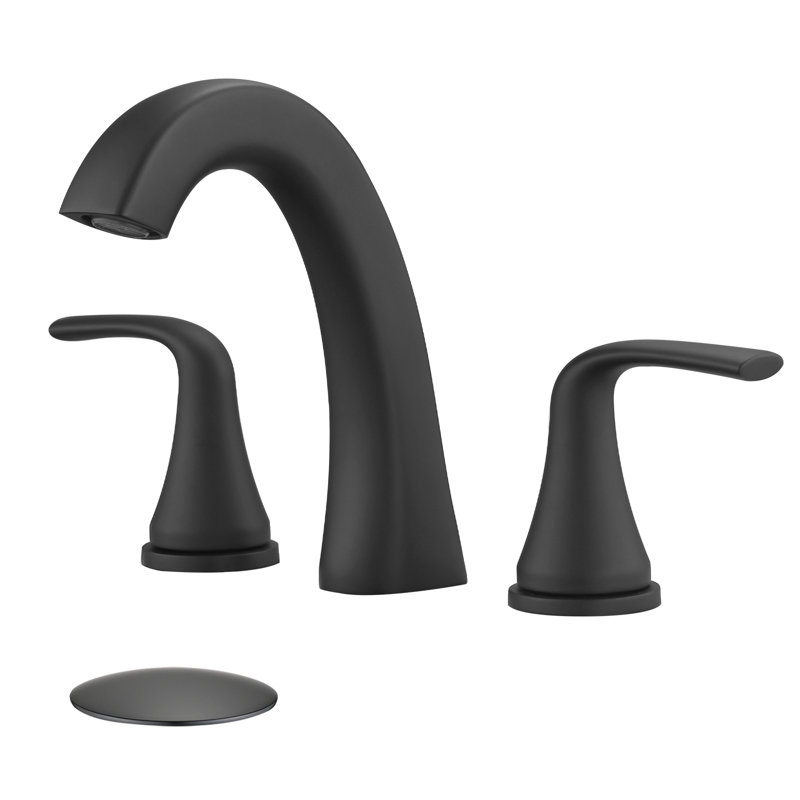 2-handle Bathroom Faucet with Drain Assembly, Matte Black