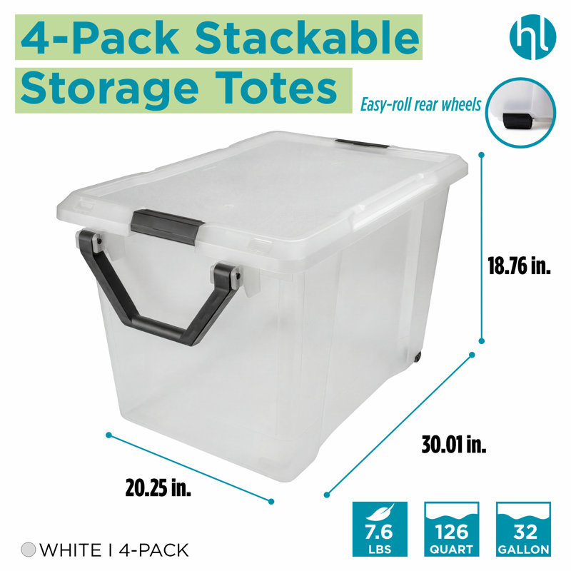 32 Gal Wheeled Tote 4-Pack