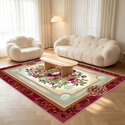 Tapis rétro floraux 1 pièce pour le salon, doux et confortable, convenant à toutes les saisons, facile à entretenir et lavable à la machine, convient à la chambre à coucher, à la salle à manger, au couloir, au patio, au balcon, à la maison ou à l'extérieur.