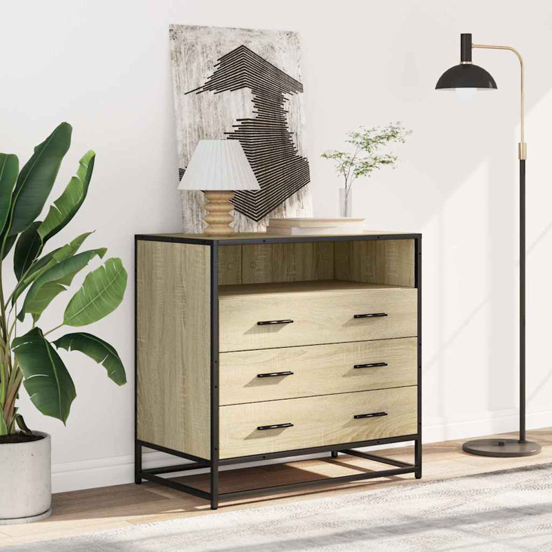 Stanely Metal Rectangle Accent Chest, Sonoma Oak