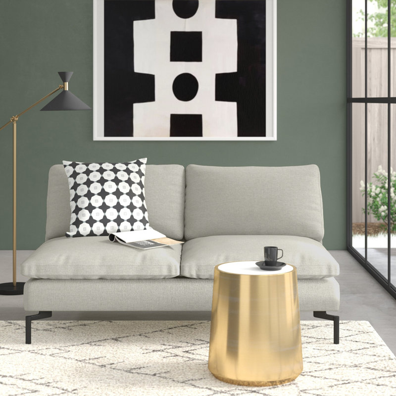 New Standard Upholstered 60'' Loveseat, Maharam Meld in Panda Polyester Blend, Black
