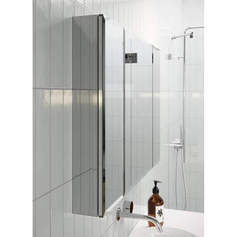 Recessed Frameless 3 Doors Medicine Cabinet with Adjustable Shelves