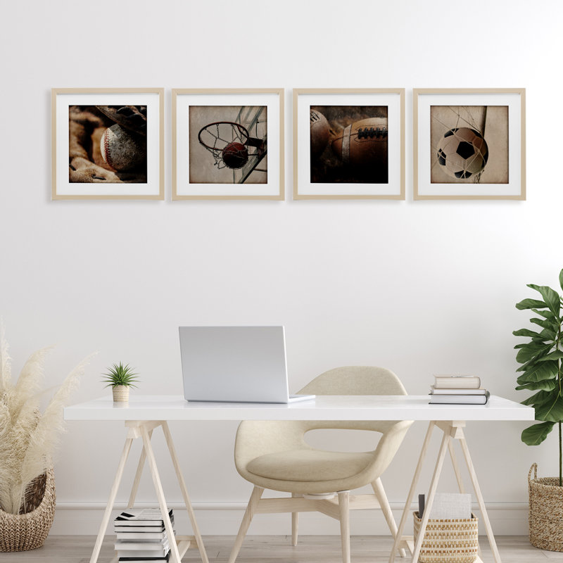 Inspiring Sports Be The Ball, ensemble de 4 impressions sous verre encadrées, design par Kim Allen, H 13 po x l 13 po