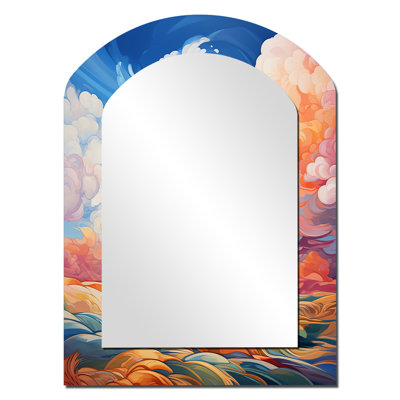 Clouds Skys Canvas VI - miroir asymétrique Clouds, miroir mural unique Peach Arch, impression sur métal