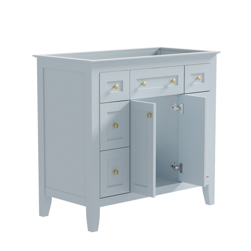 Meuble-lavabo simple 36 po avec 6 tiroirs et 2 armoires, meuble-lavabo pour salle de bain, ensemble de meuble-lavabo avec cadre en bois massif 36 po.
