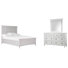 Liz California King Panel Bed 2 Nightstands And Drawer Dresser With Landscape Mirror (Two Tone)