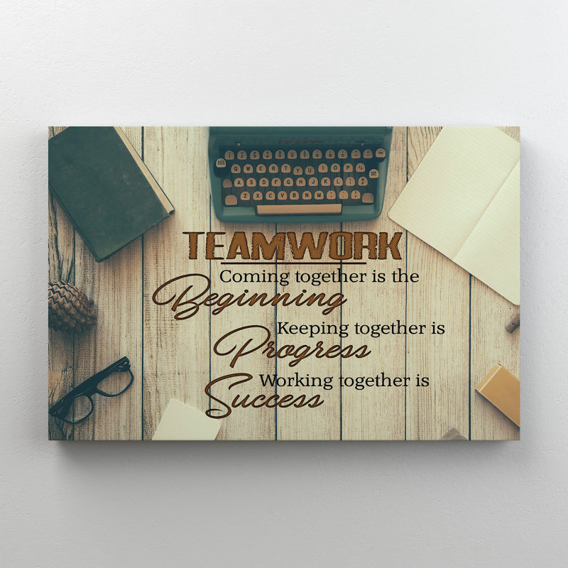 Toile tendue avec châssis Teamwork Is Commencer, Progress and Success, H 24 po x l 36 po x P 2 po