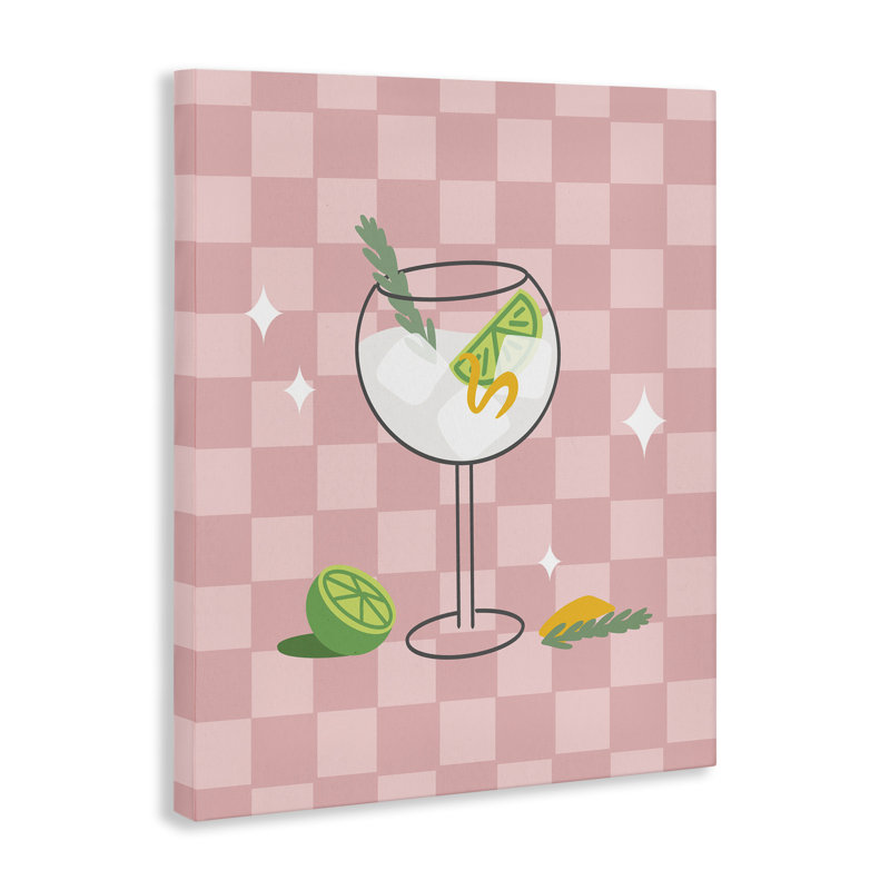 «Gin & Tonic» sur toile à carreaux, par Anna Quach, H 20 po x l 16 po