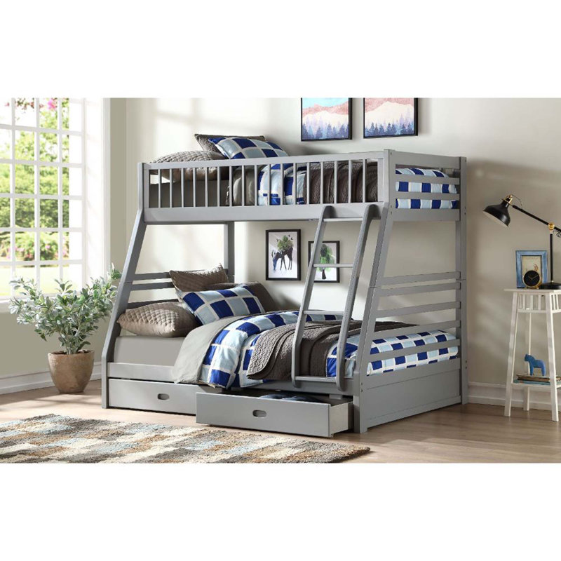 Edgin Kids Bunk Bed, Twin Over Full, Gray