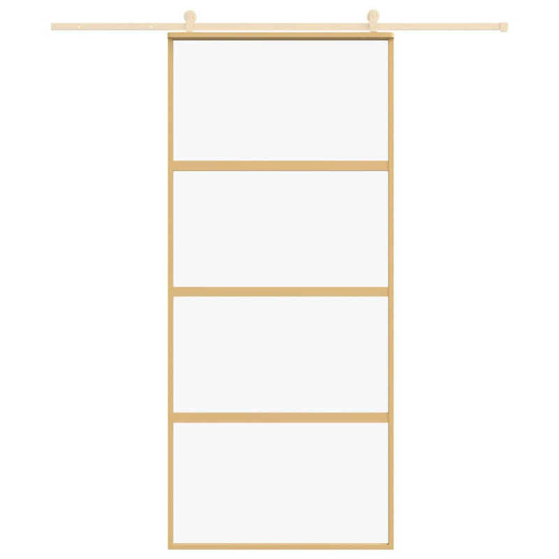 Muthiani Glass Sliding Door, 205cm H x 76cm W x 4 cm D, Gold
