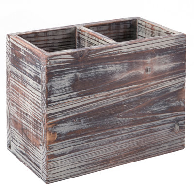 Wood Rectangle Utensil Crock