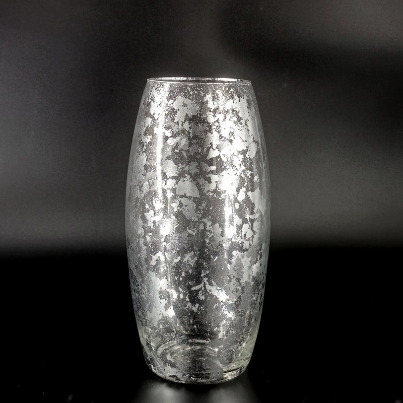 Vase Leiston, H 10 po x l 5 po x P 5 po, Argent argent