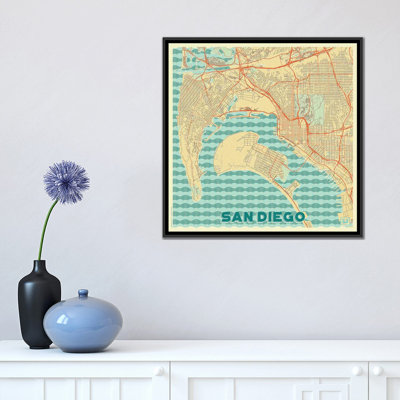 " San Diego Retro Urban Blueprint Map " by Hubert Roguski