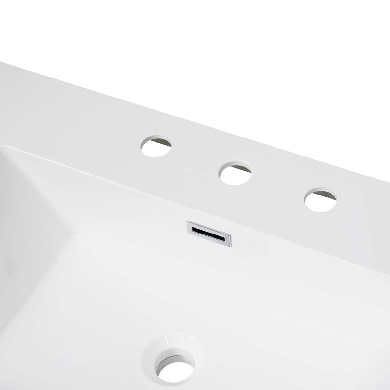 60" Resin Basin For Bathroom Vanity, With Undermount Rectangular Double Sinks, 8 Inch Faucet Holes, Vanity Top Only