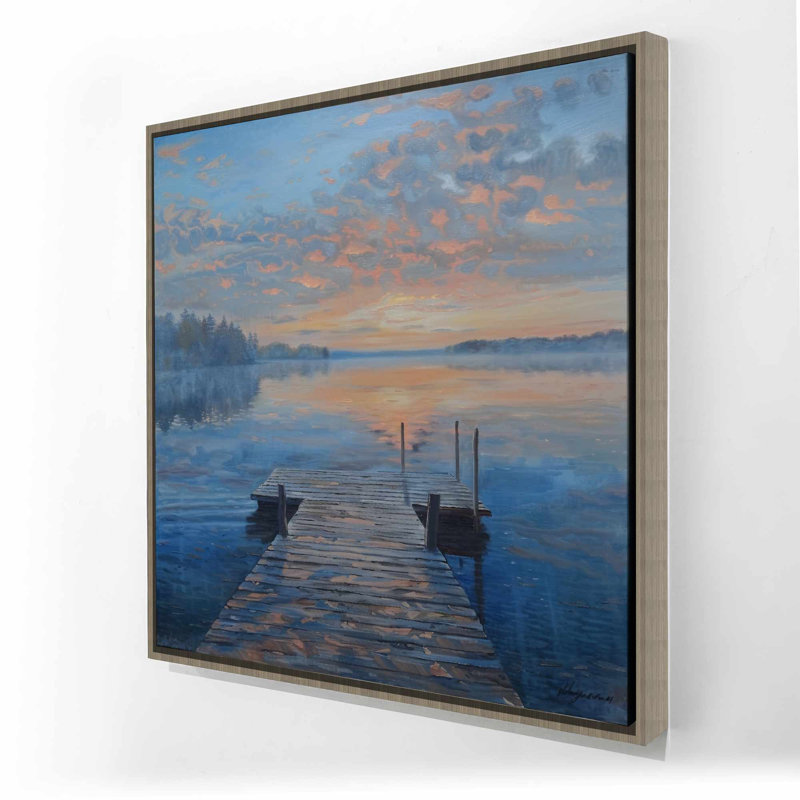 Calm Dock - Toile encadrée blanche pour une décoration intérieure élégante